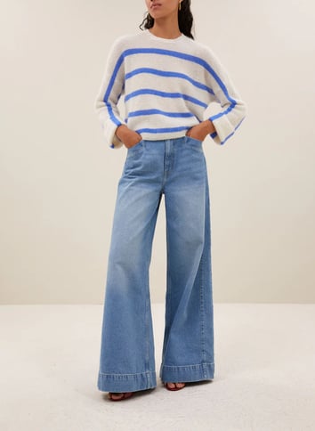 Wool-blend loose-fit striped sweater BY BAR Blue